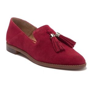 Franco Sarto Suede Red Flats With Tassels Size 5.5